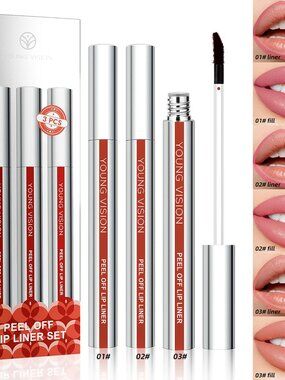 YOUNG VISION 3-piece tear-off lip liner set, matte liquid waterproof lipstick